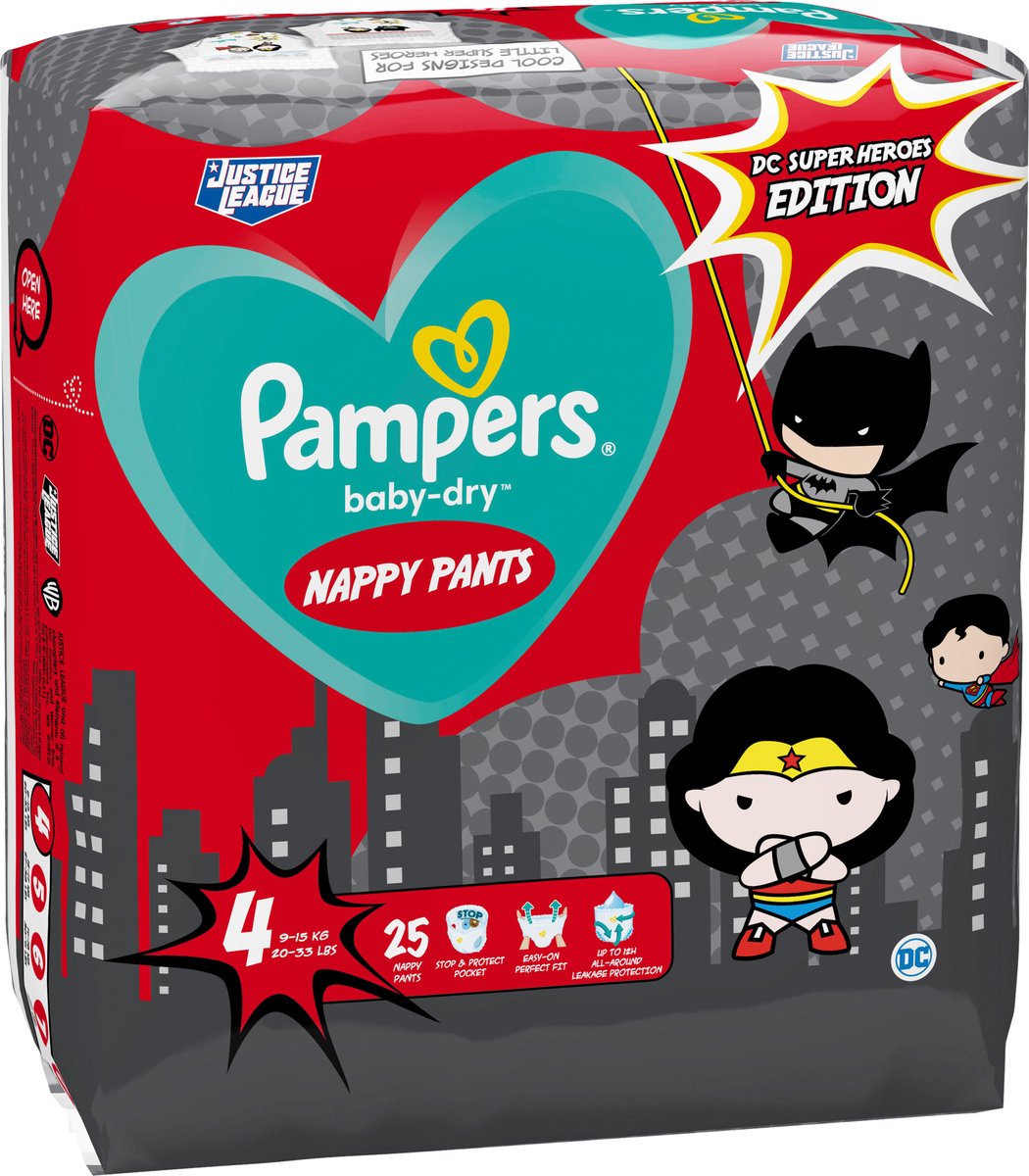 Pampers - Baby Dry Nappy Pants Superhelden - Maat 4 - Small Pack - 25 Luierbroekjes