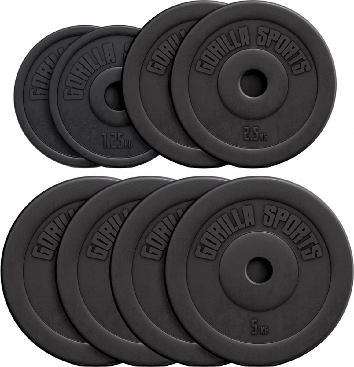 Gorilla Sports Halterschijven Set - Bundel - 27,5 Kg (4 X 5 Kg, 2 X 2,5 Kg & 2 X