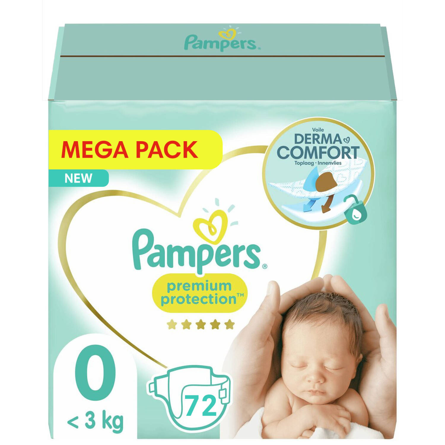 Pampers - Premium Protection - Maat 0 - Mega Pack - 72 Luiers - Premature Luiers