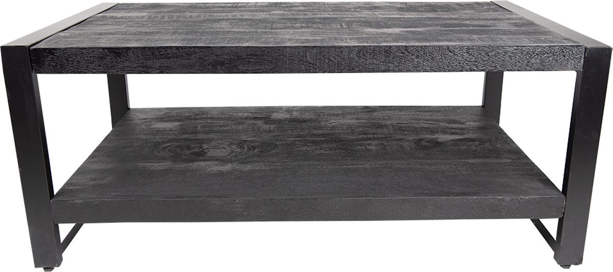 Clayre & Eef Salontafel 110*60*45 Cm Hout Bijzettafel Salon Tafel Koffietafel Bijzettafel Salon Tafel - Zwart