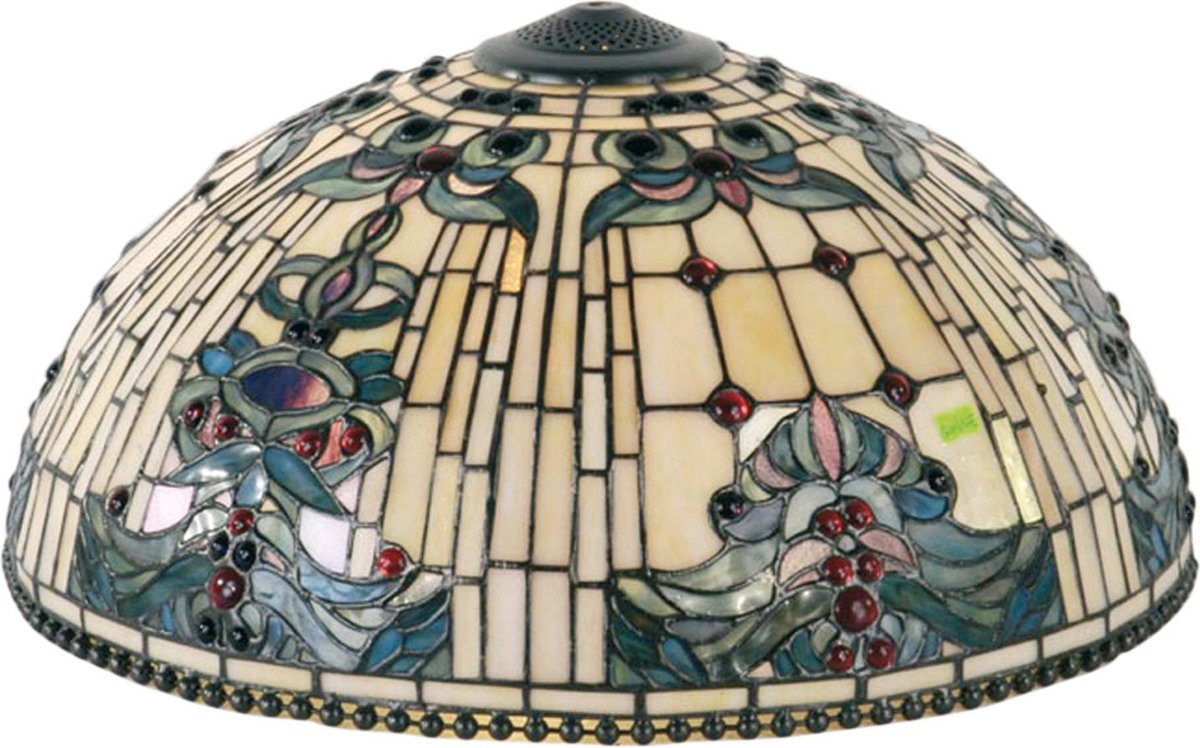Clayre & Eef Lampenkap Tiffany Ø 50 Cm Meerkleurig Glas In Lood Lumilamp 5ll-5424 - Beige