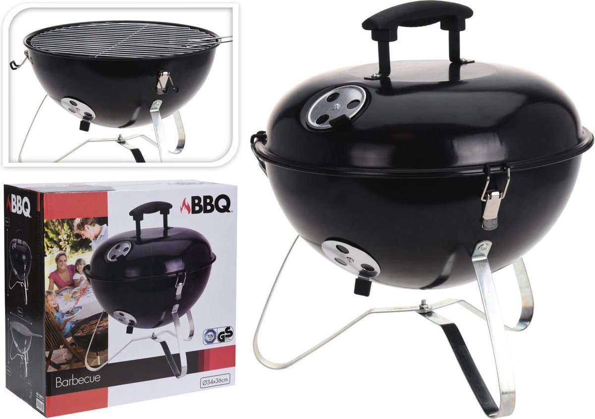 BBQ Ronde Tafelbarbecue - Campingbarbecue - Grilloppervlak Ø34 Cm - Zwart