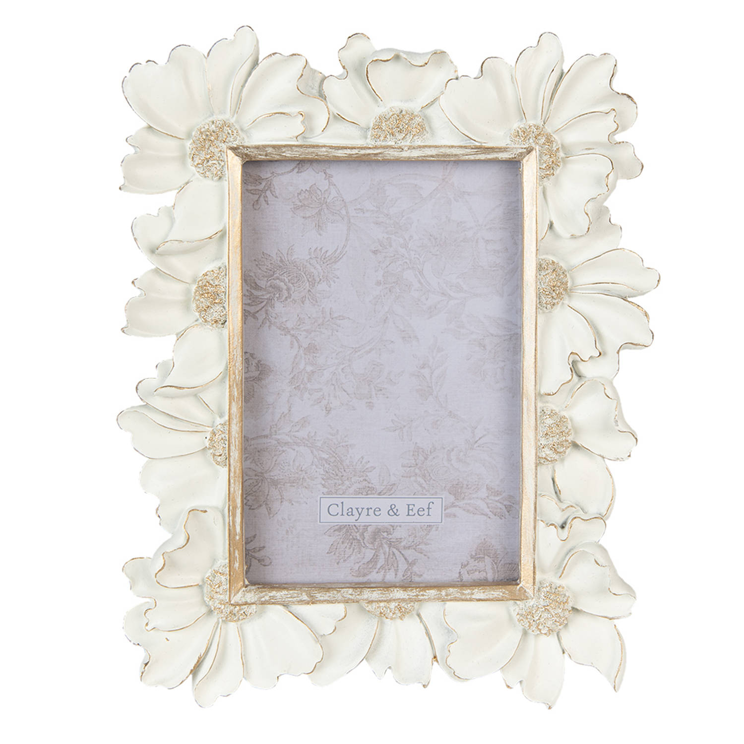 Clayre & Eef Fotolijst 10*15 Cm Kunststof Fotokader Wissellijst Foto Frame Fotokader Wissellijst - Wit