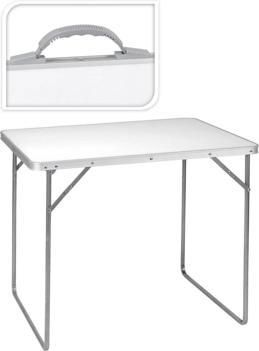 Generic Campingtafel - 80 X 60 X 69 Cm - Tuintafel - Inklapbaar - Wit