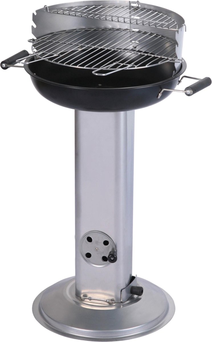 VAGGAN Rvs Luxe Houtskoolbarbecue Met Voorraadrek - 83 Cm - Grilloppervlak 38x38 Cm - Zwart