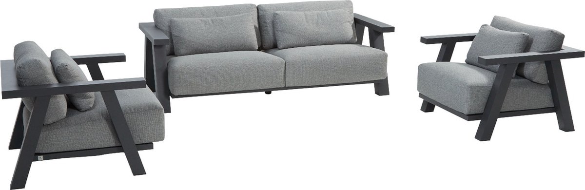 4 Seasons Outdoor 4 Seasons Iconic Stoel-bank Loungeset - 3 Delig - Grijs