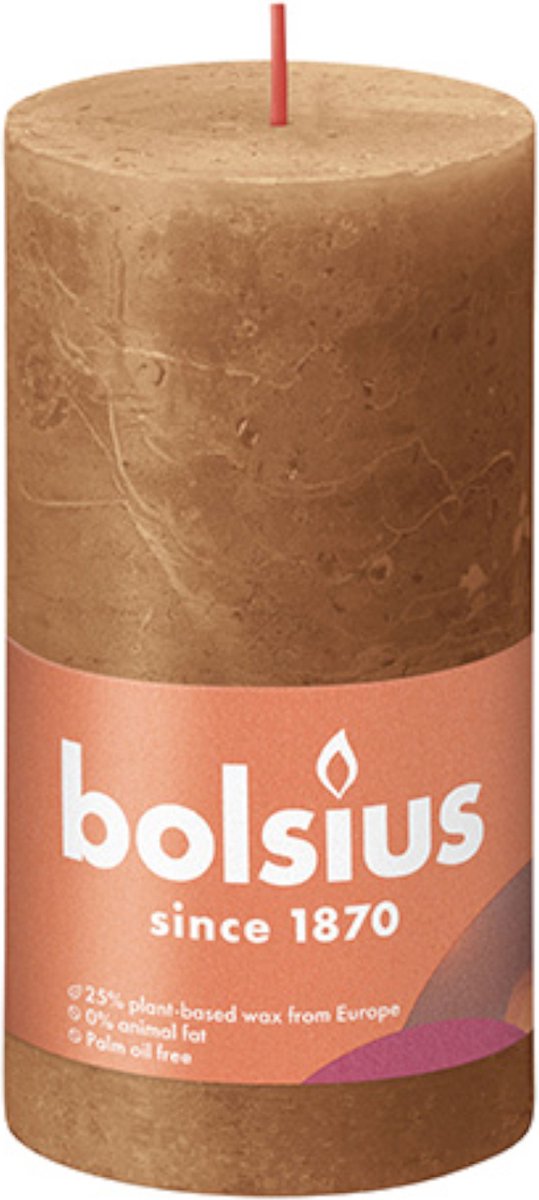 Bolsius Rustiek Stompkaars 130/68 Spice Brown - Bruin