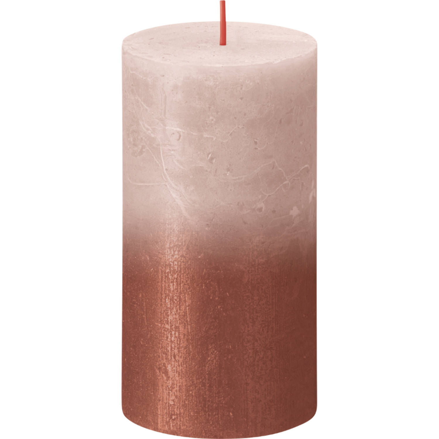 Bolsius Rustiek Fading Metallic Stompkaars 130/68 Misty Pink Amber - Roze