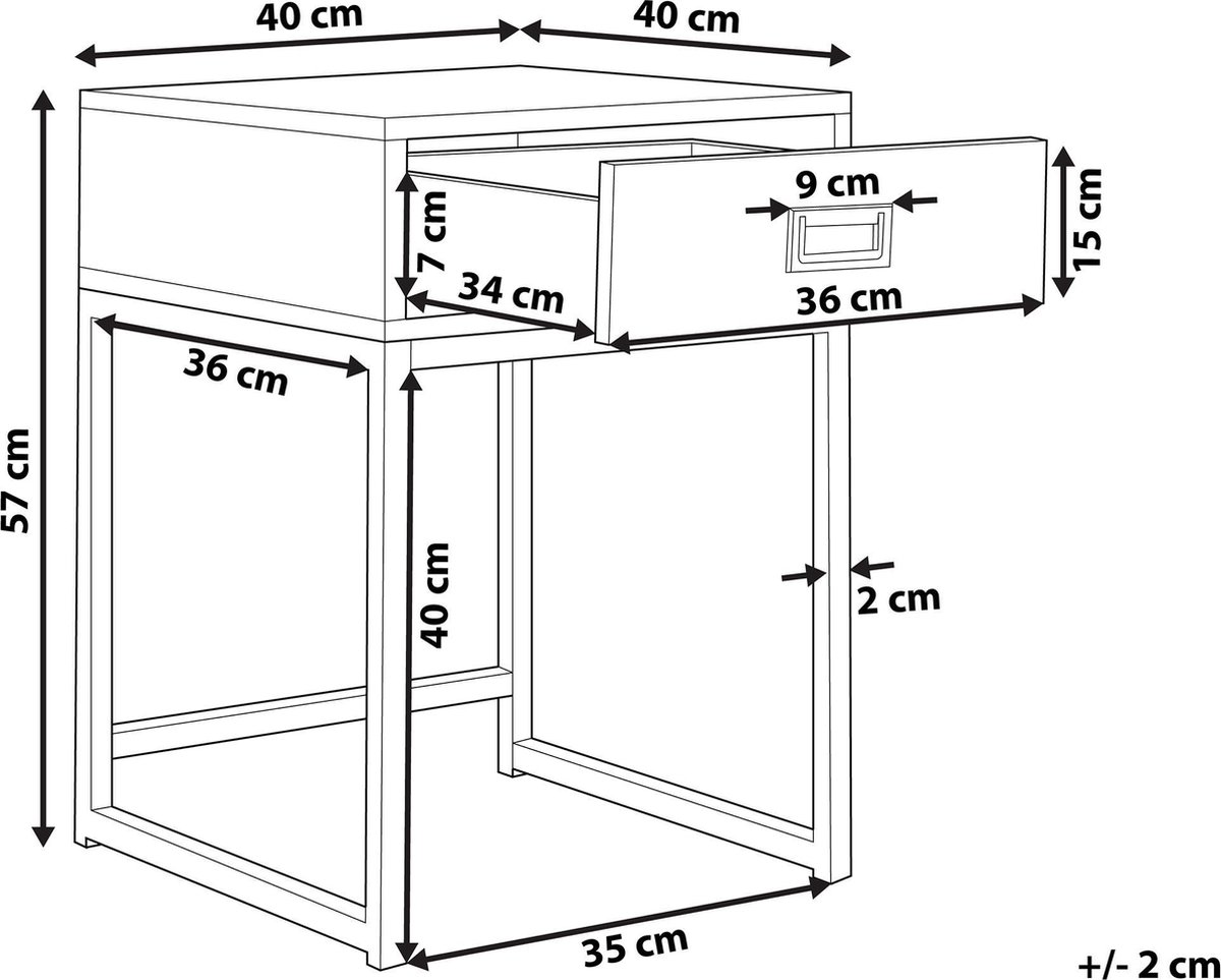 Beliani Largo Bijzettafel Mdf 40 X 40 Cm