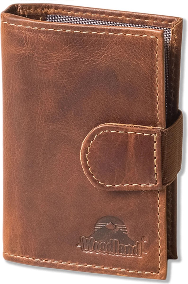 Woodland Luxe Leren Creditcardetui Voor 20 Pasjes - Pull-up Leer - Cognac - Bruin