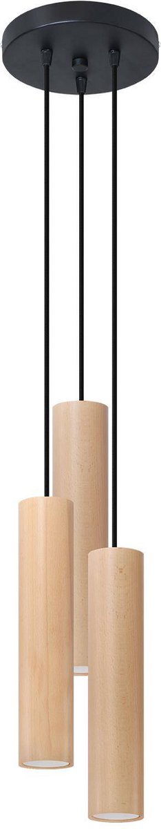 Sollux Hanglamp Lino 3 Lichts Ø 20 Cm Hout - Beige