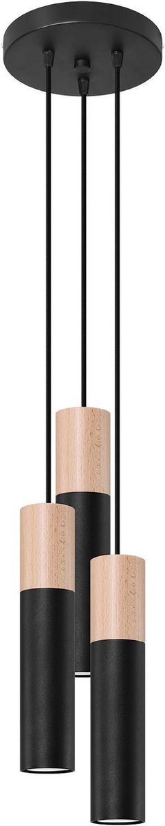 Sollux Hanglamp Pablo 3 Lichts Ø 20 Cm Hout - - Bruin