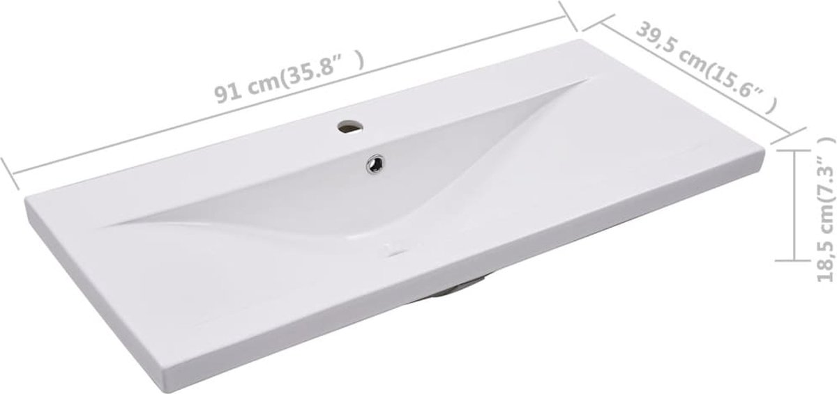 Vidaxl Inbouwwastafel 91x39,5x18,5 Cm Keramiek - Wit