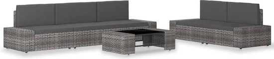 Vidaxl 6-delige Loungeset Poly Rattan - Grijs