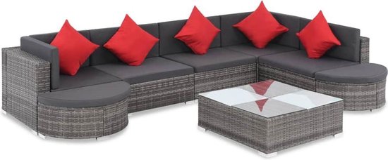 Vidaxl 8-delige Loungeset Met Kussens Poly Rattan - Grijs