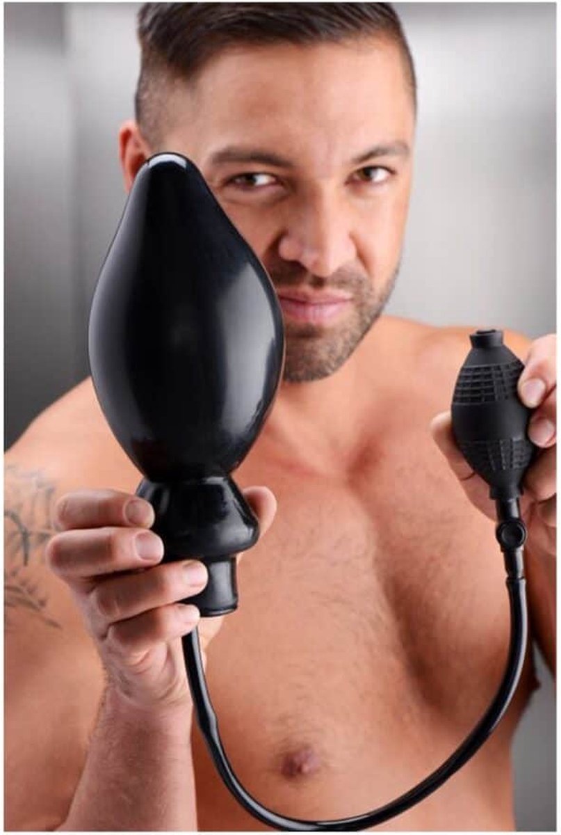 Master Series Opblaasbare XL anaalplug - Zwart