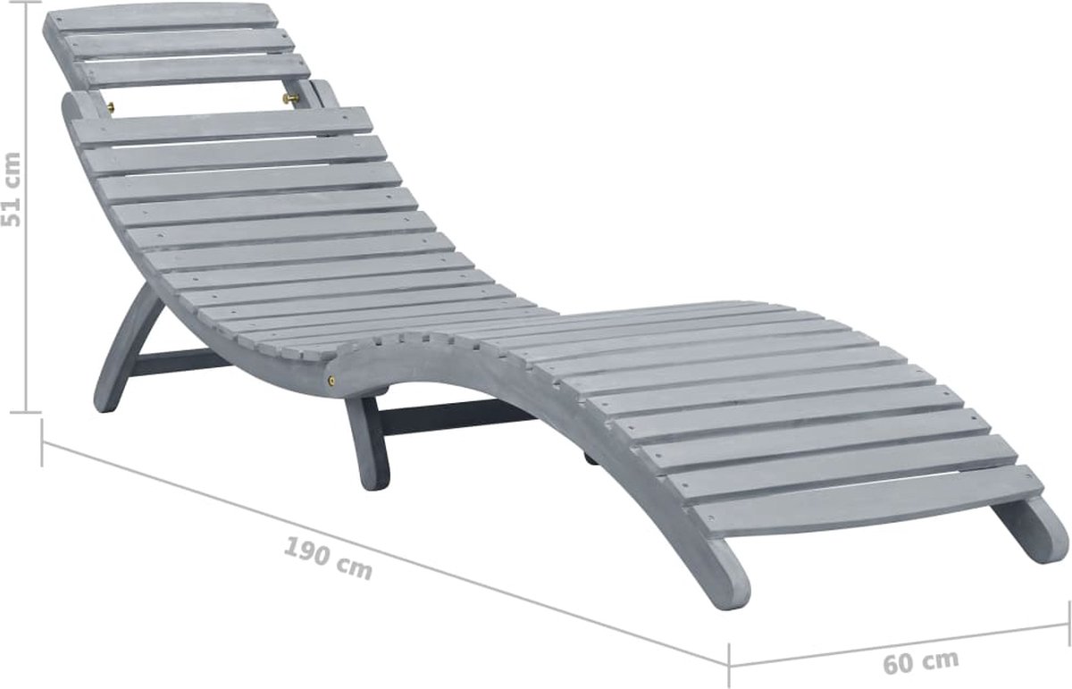 Vidaxl Ligbed Massief Acaciahout Greywash - Grijs