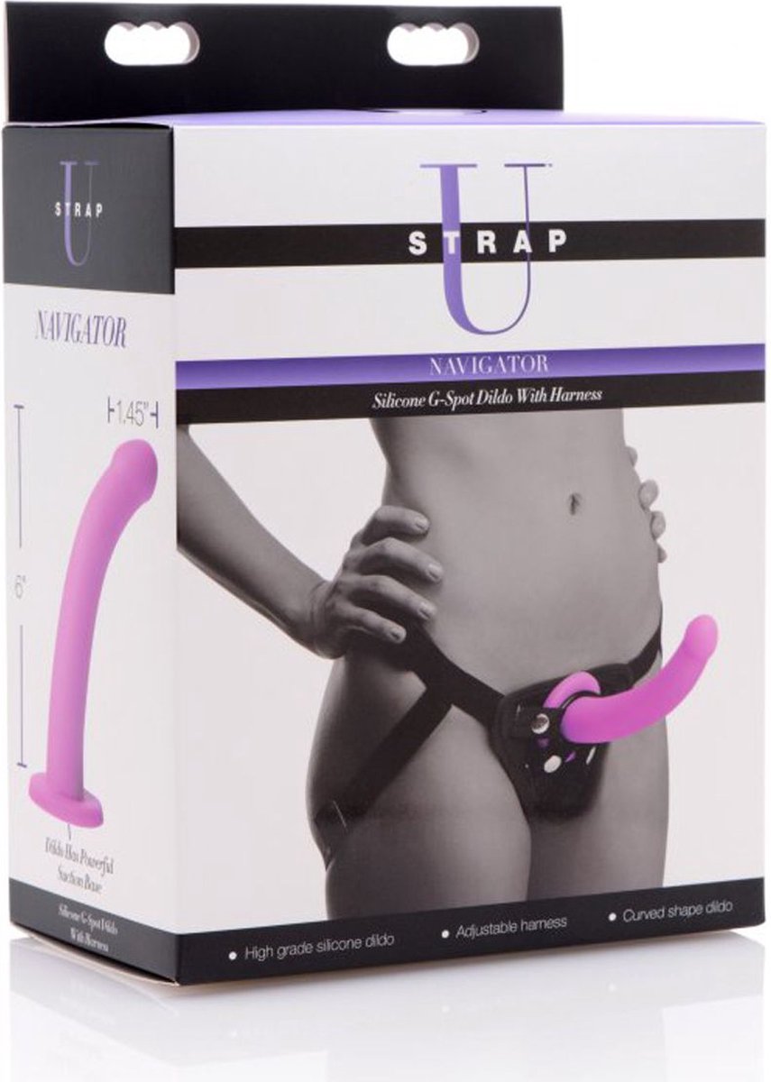 Strap U Navigator G-Spot Voorbinddildo Met Harnas - Roze