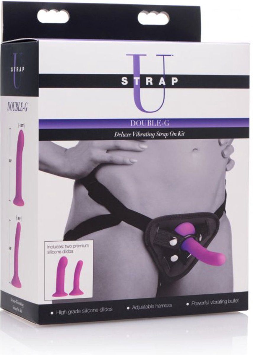 Strap U Double-G Deluxe Vibrerende Strap-On Set - Paars
