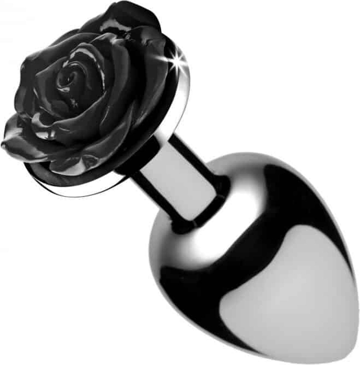 Booty Sparks Black Rose Buttplug - Silver