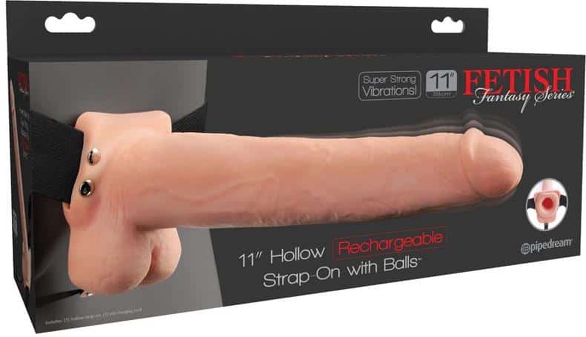 Fetish Fantasies Holle Vibrerende Strap-On 28 cm - Light - Beige