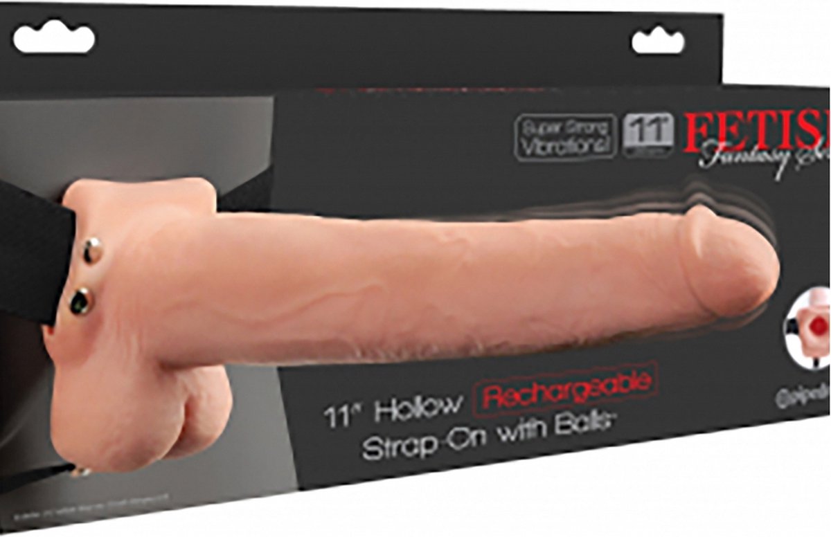 Fetish Fantasies Holle Vibrerende Strap-On 28 cm - Light - Beige