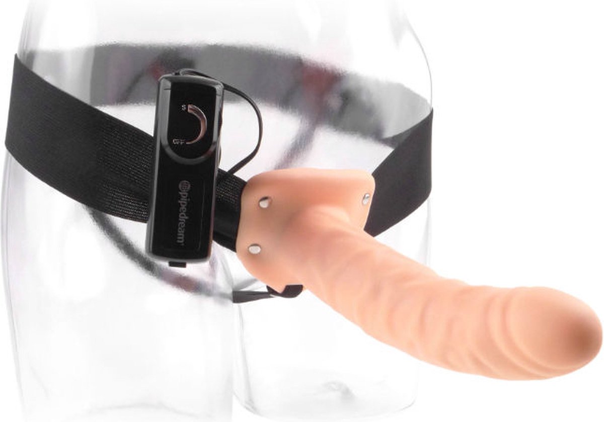 Fetish Fantasies Holle Strap-On Harnas met Vibrator - 23 cm - Beige