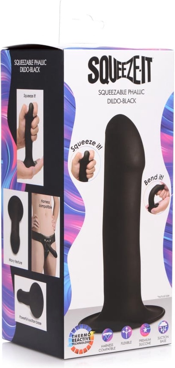Squeeze-It Phallic Dildo - - Zwart