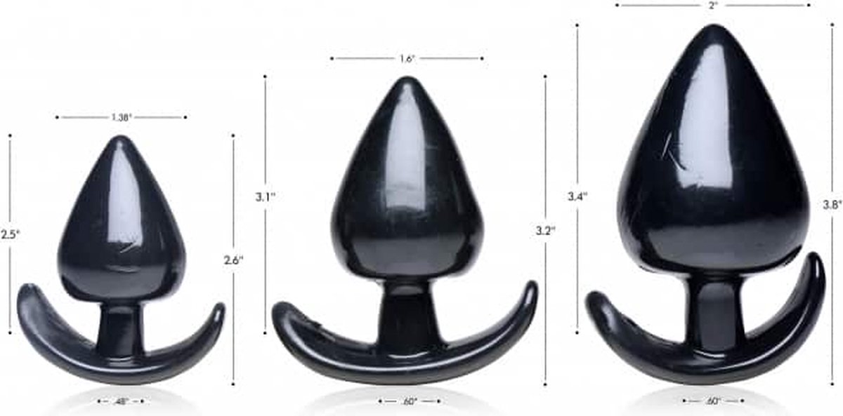 Master Series Triple Spades Driedelige Buttplug Set - Zwart