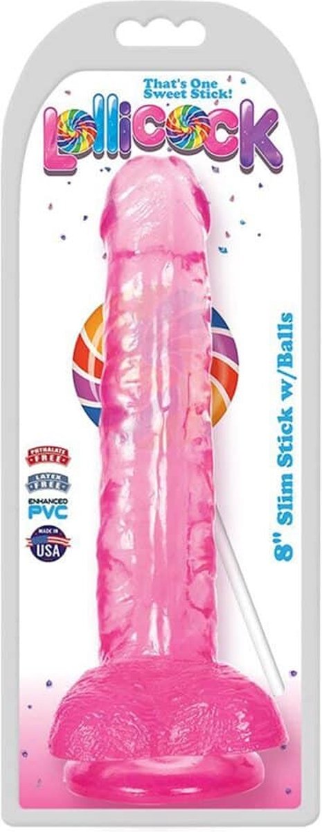 Lollicock Dildo Met Ballen 20 CM - Cherry Ice - Roze