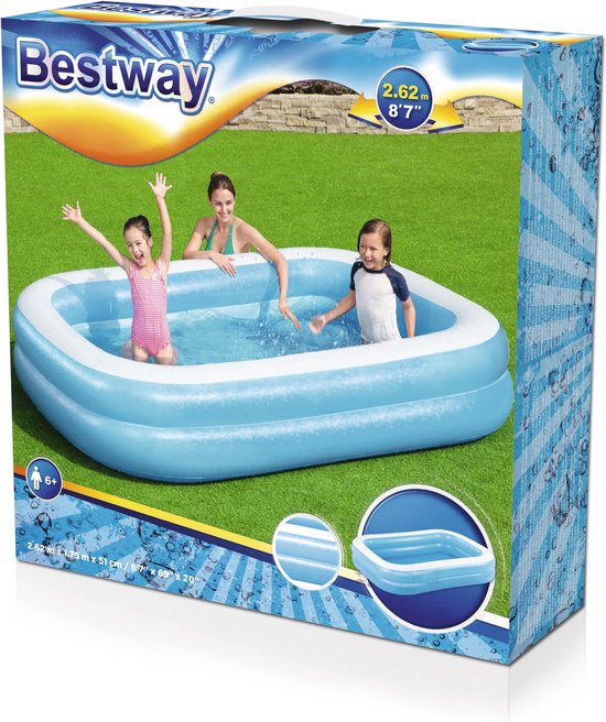 Bestway Opblaasbaar Familiezwembad - Model 54006 - 2-rings - 262x175x51cm - Blauw