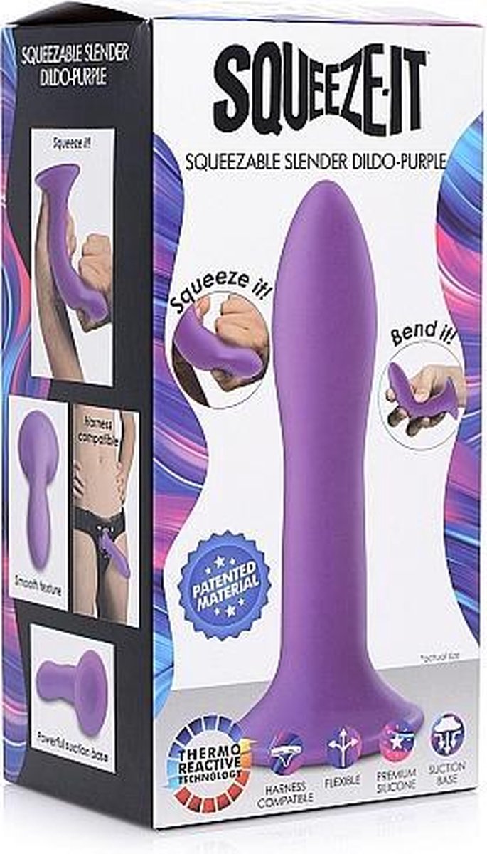 Squeeze-It Buigzame Siliconen Dildo - - Paars