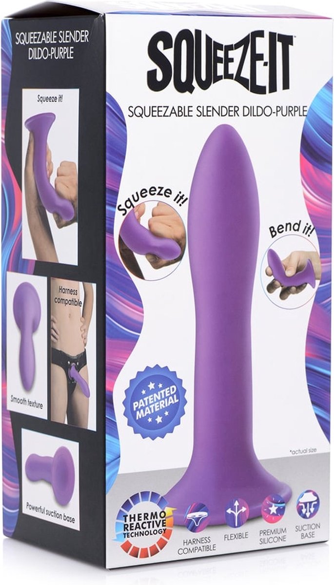 Squeeze-It Buigzame Siliconen Dildo - - Paars