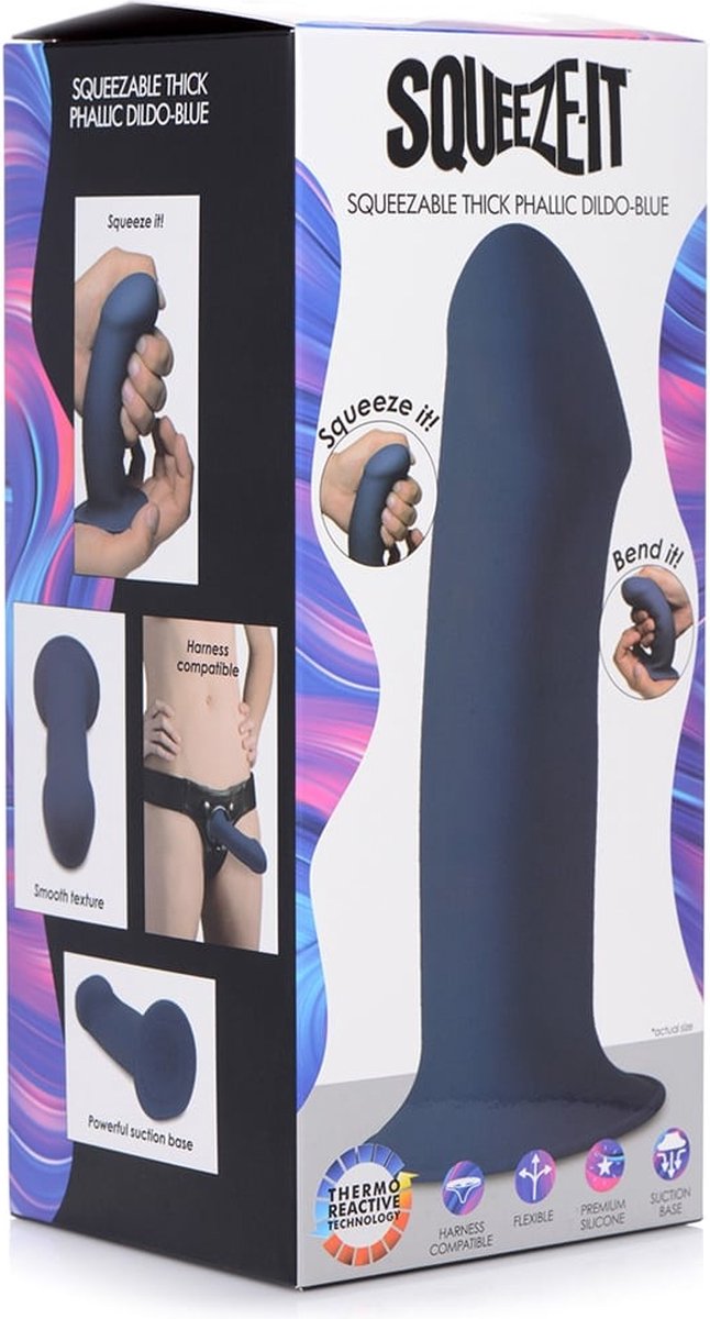 Squeeze-It Buigzame Dikke Dildo - - Blauw
