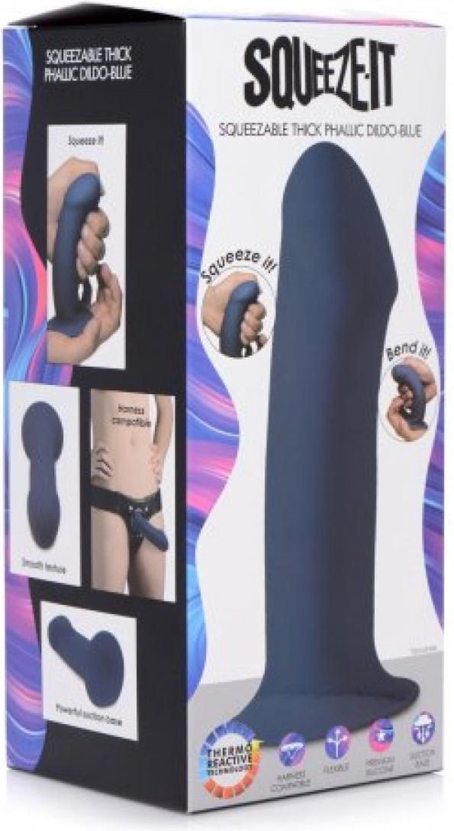 Squeeze-It Buigzame Dikke Dildo - - Blauw