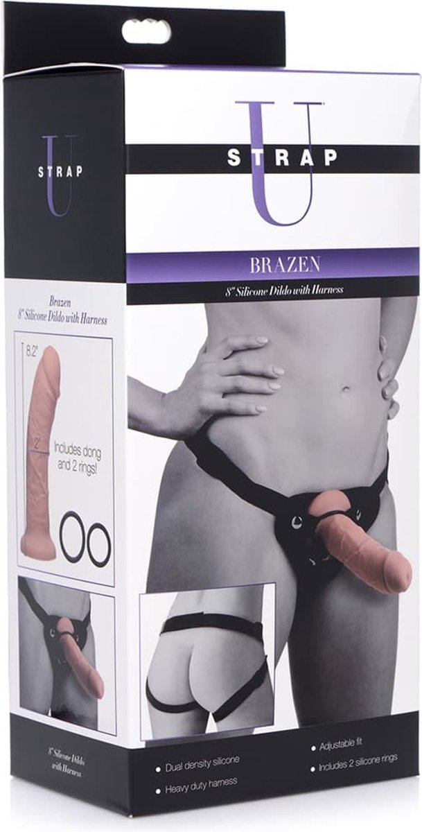 Strap U Brazen Siliconen Dildo Met Harnas - 20 cm