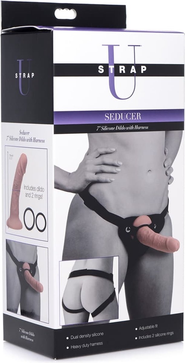 Strap U Seducer Siliconen Dildo Met Harnas