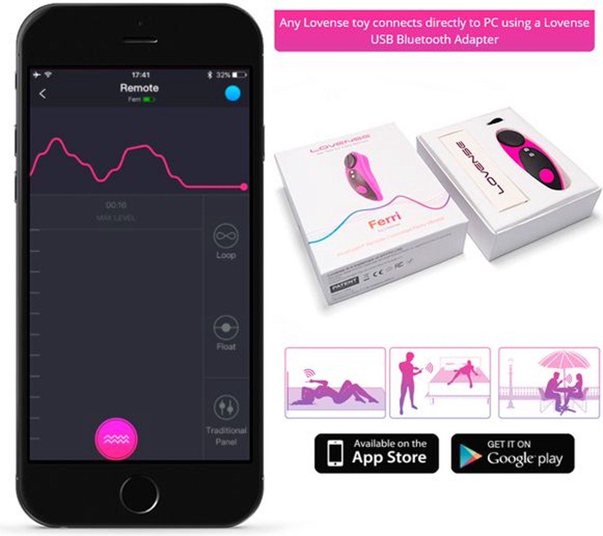 Lovense Ferri Panty Vibrator App Controlled - - Magenta