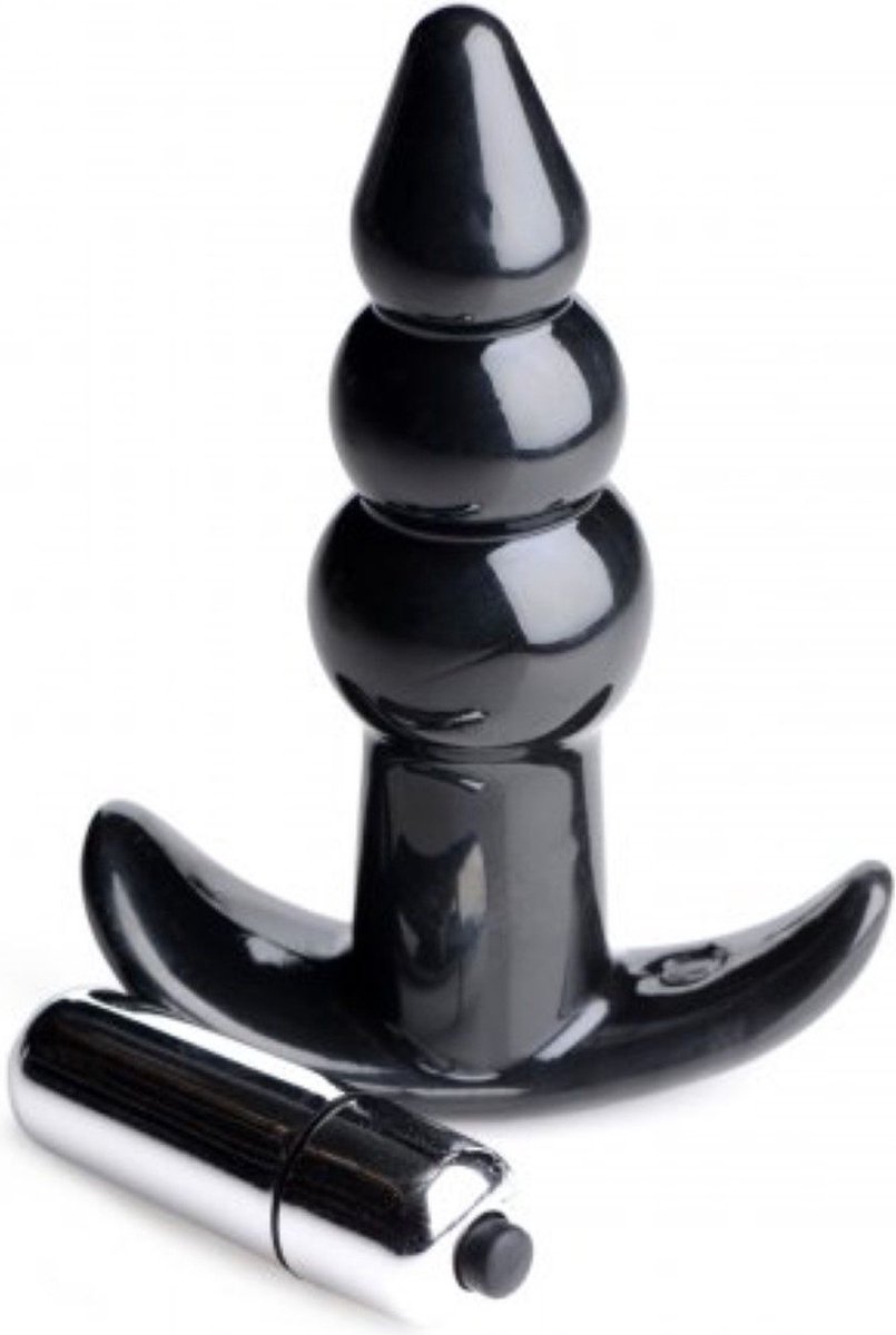 Frisky Bubbling Vibrerende Anaalplug Met Ribbels - - Zwart