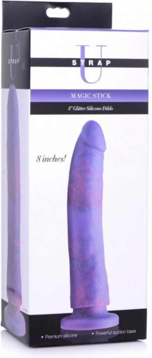 Strap U Magic Stick Siliconen Dildo Met Glitters - 20 cm - Roze