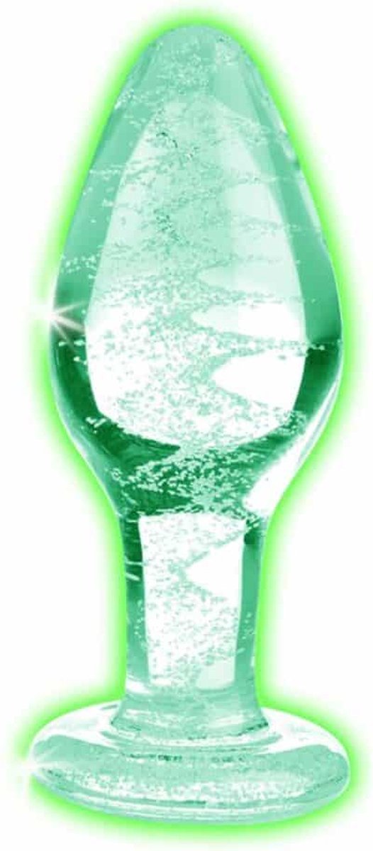 Booty Sparks Glow-in-the-Dark Anaalplug Van Glas - Medium