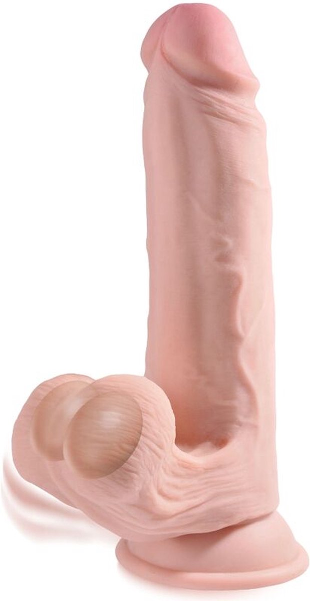 King Cock Plus Realistische Dildo Met Bewegende Balzak - 19.5 cm - Beige