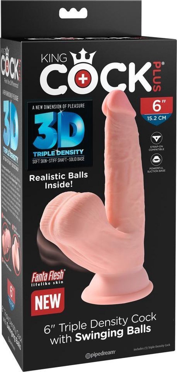 King Cock Plus Realistische Dildo Met Bewegende Balzak - 19.5 cm - Beige