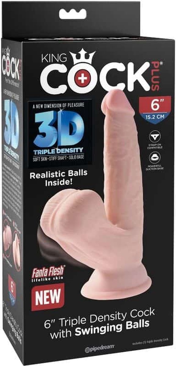 King Cock Plus Realistische Dildo Met Bewegende Balzak - 19.5 cm - Beige