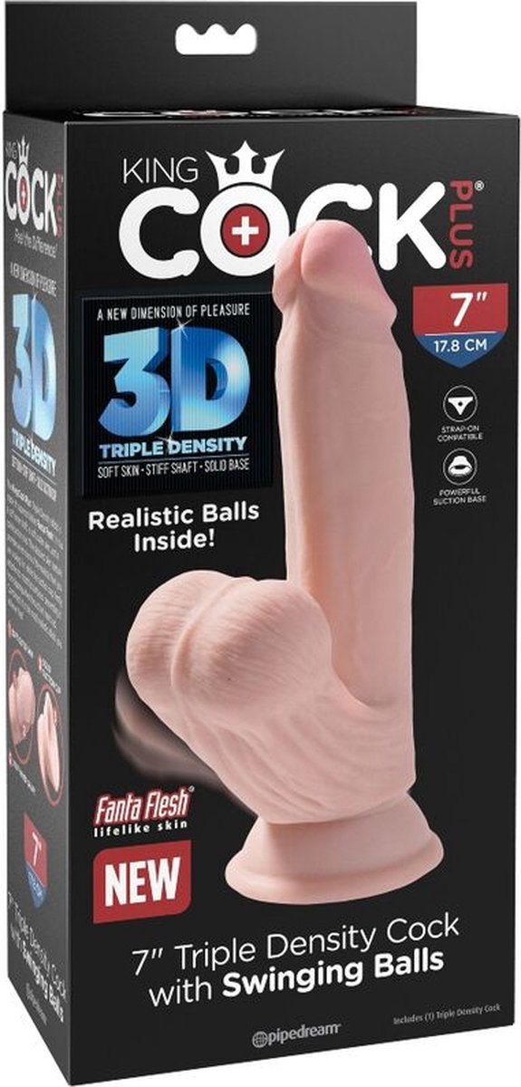 King Cock Plus Realistische Dildo Met bewegende Balzak - 21.5 cm - Beige