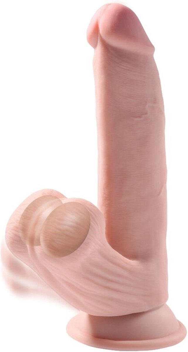 King Cock Plus Realistische Dildo Met Bewegende Balzak - 24 cm - Beige
