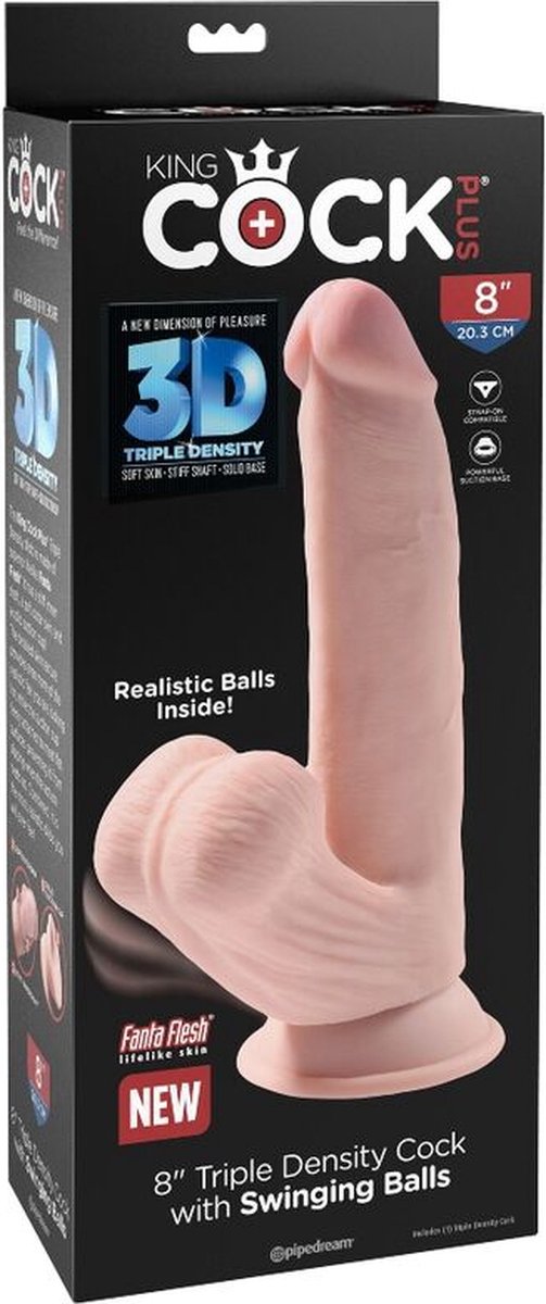 King Cock Plus Realistische Dildo Met Bewegende Balzak - 24 cm - Beige