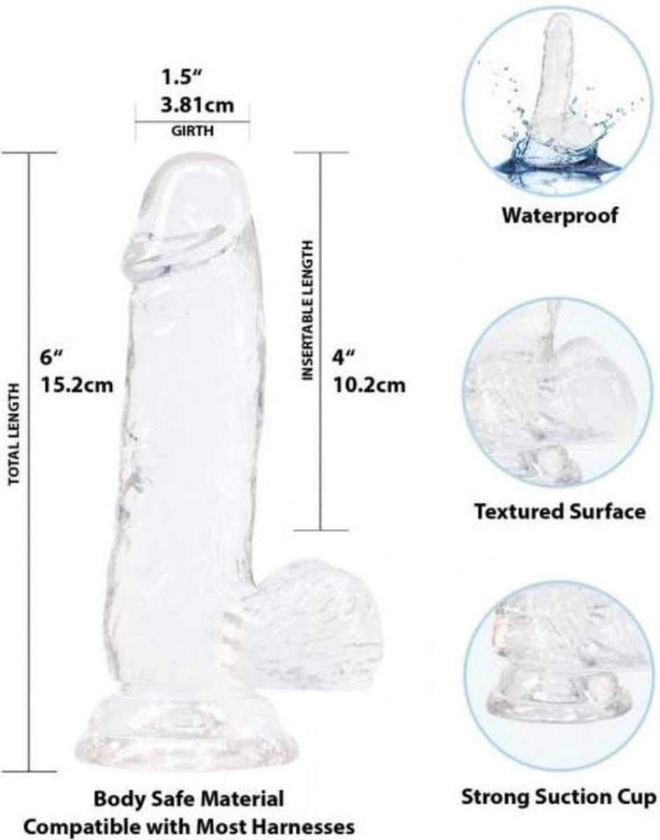 Addiction Crystal - Transparante Dildo - 15 cm