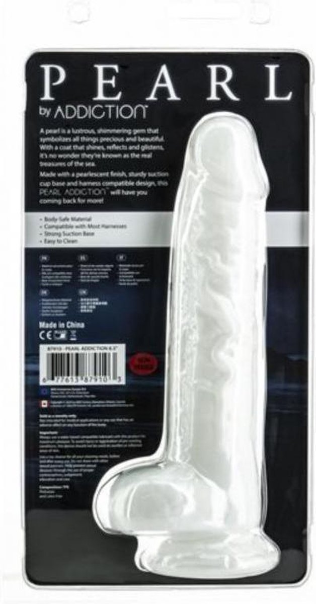 Addiction - Pearl Dildo Met Zuignap - 21,5 cm - Silver