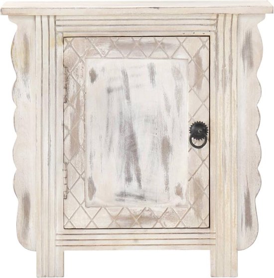 Vidaxl Nachtkastje 50x30x50 Cm Massief Mangohout - Wit